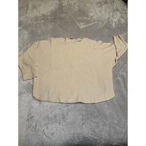 Vila Milano Sweater Womens Large Beige Dolman Sleeve Pullover Knit Zipper Back